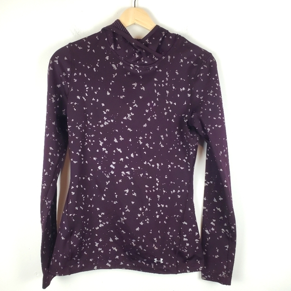 Under Armour‎ Hooded Shirt Womens Small Cold Gear Fitted Purple Athletic Hoodie